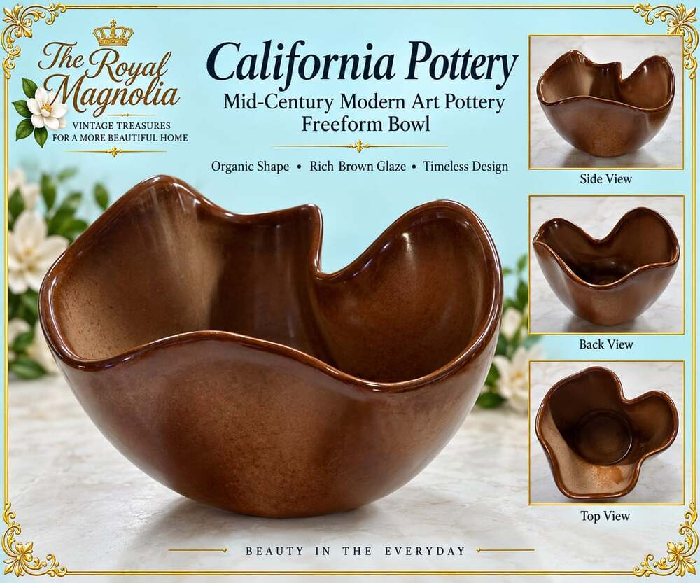 California Pottery Mid-Century Modern Art Pottery Freeform Bowl